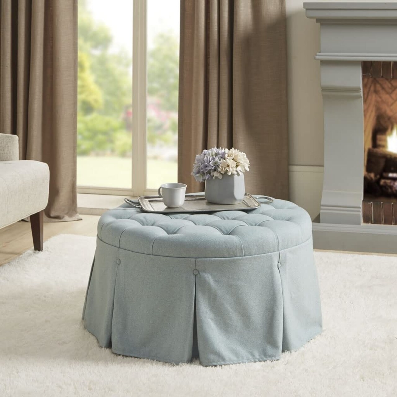 MARTHA STEWART Terri (Zara) Terri Accent Ottoman with Blue Finish MT101-0146